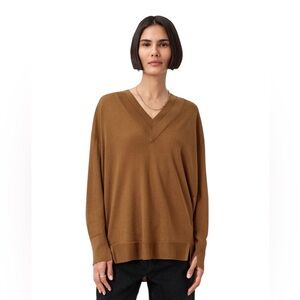 Allsaints Bern Paneled V-Neck Merino Wool Jumper